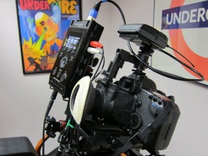 DSLR rigged for video